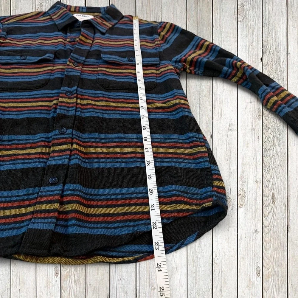 Old Navy Multi-colored horizontal striped flannel shirt Youth XL